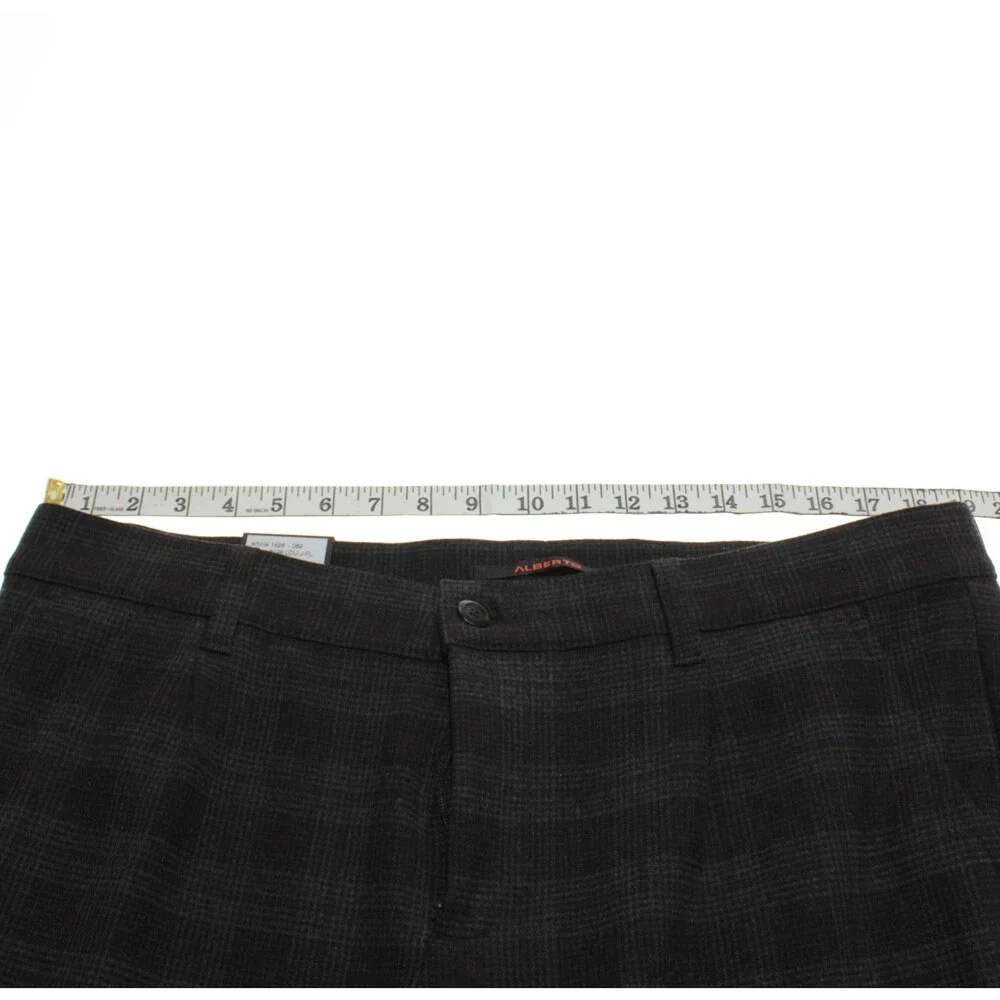 Alberto NWT Pleated Soft Check Chinos / Casual Pants Size 36 US Gray Polyester